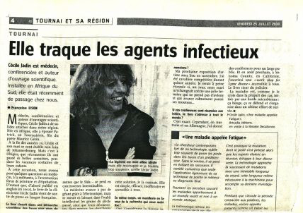 Newspaper article about Cécile Jadin's infectious disease research